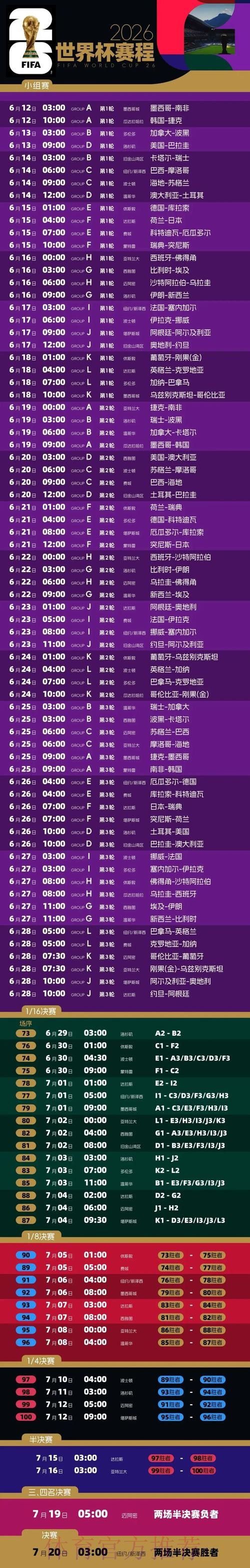 2026世界杯赛程官方发布高清直播在哪里看